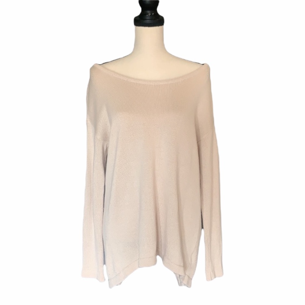 Anthropologie Lumiere Cream Open Back Knit Long Sleeve Sweater Size Medium